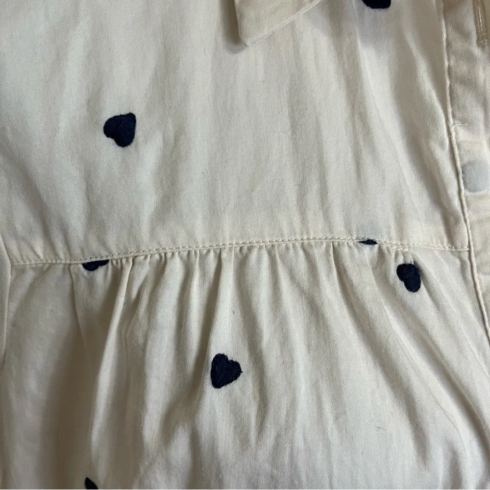 SOLD E Madewell Seamed Heart Print Button Down Short Sleeve Shirt Womens Medium - Picture 8 of 11